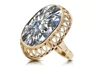 Inel Zircon Aur galben 14K Stil Vintage vrc129y